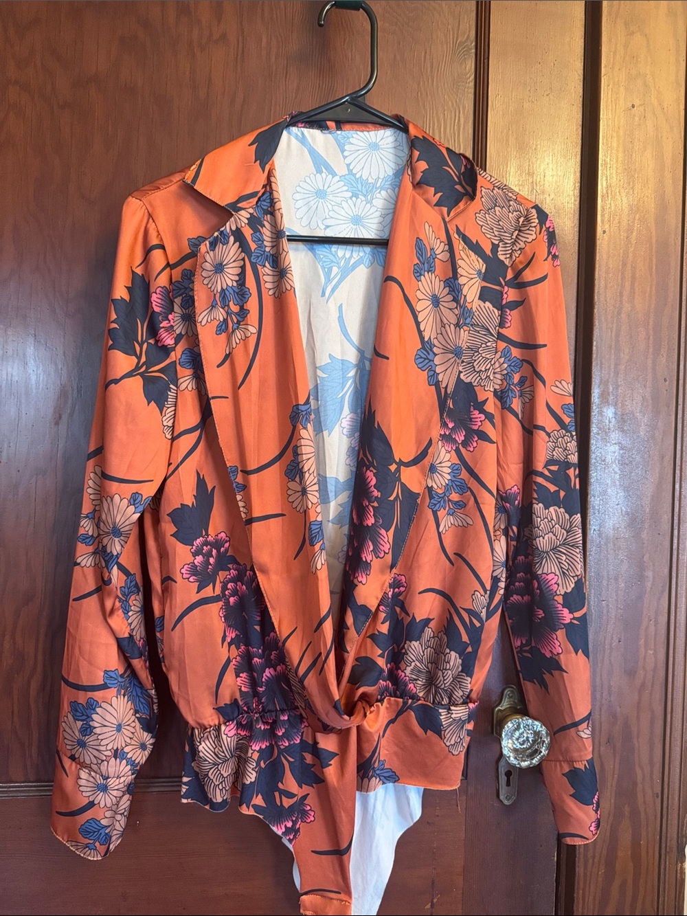 Floral Orange Draped Women's Jacket